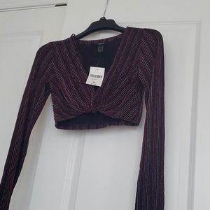 Black crop shirt w/metallic multi colors